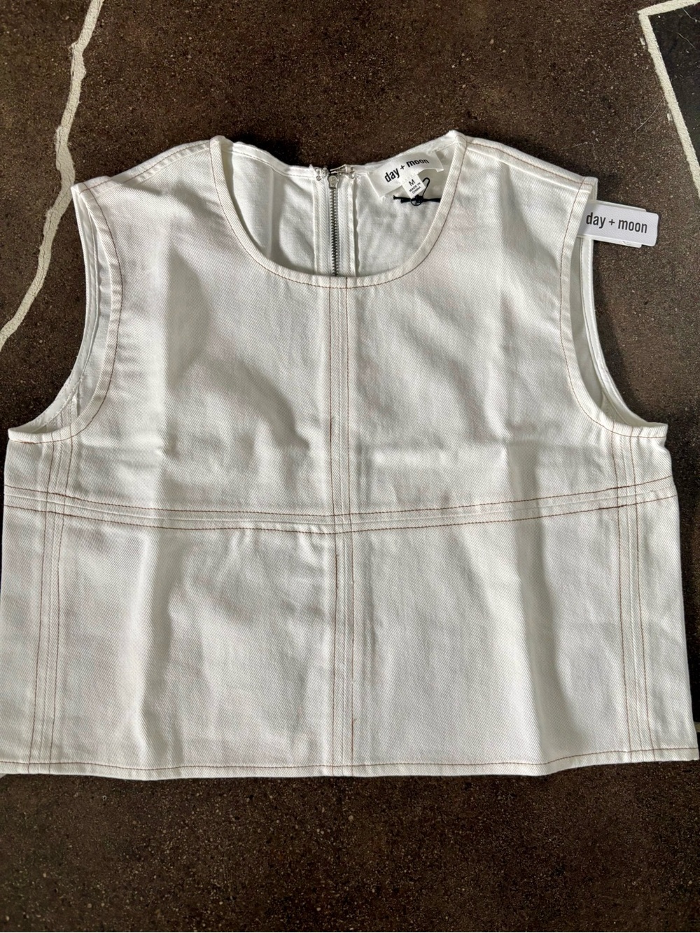 NWT Day + Moon denim sleeveless cropped top